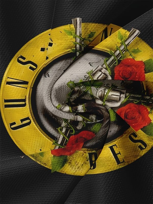T-shirt Homme Guns N' Roses Crâne & Roses Graphique - 100% Polyester Col Rond Décontracté, Lavable en Machine Coupe Standard, Marque de Groupe Rock pour Fans de Musique, Vêtements pour Fans de Musique | Style Audacieux | Tee Durables, T-shirts de Groupes – Image 5